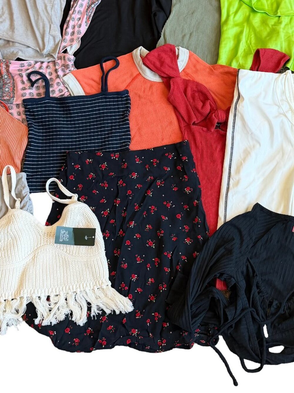 22 Piece Crop Top T-Shirt Bodysuit Dress Skirt Shorts Lot Trendy Y2K Size XS - Picture 2 of 11